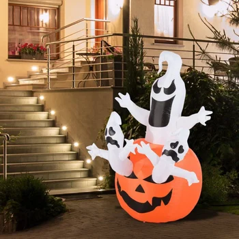 Декор для Хэллоуина, надувные фонари с привидениями, светодиодные белые фантомные тыквенные украшения с комнатными лампами, реквизит для дома с привидениями во дворе