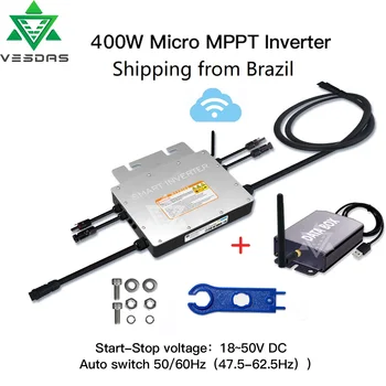 400 Вт IP65, 18 ~ 50 В постоянного тока в переменный 120 В/240 В Автоматический инвертор с чистой синусоидальной волной для фотоэлектрической панели солнечных батарей мощностью 2*100 ~ 200 Вт Доставка из Бразилии