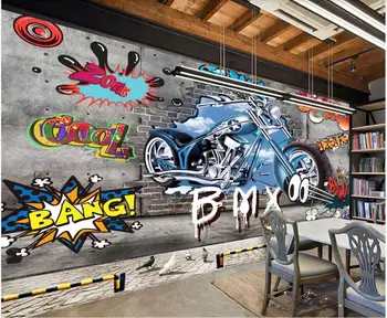 3d обои фото на заказ любого размера фреска Мотоцикл уличное искусство граффити ТВ фон 3d настенные фрески обои для гостиной
