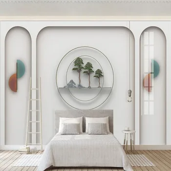 Изготовленные на заказ Легкие Роскошные скандинавские современные минималистичные пейзажи с цветами и птицами, высококачественные фоновые настенные обои для спальни