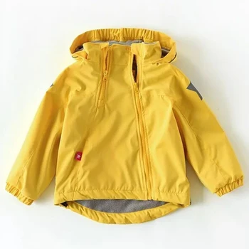 Осенне-зимняя детская куртка для девочек и мальчиков, двухслойное теплое пальто, водонепроницаемая ветрозащитная куртка с капюшоном, внутренняя флисовая подкладка от 2 до 7 лет