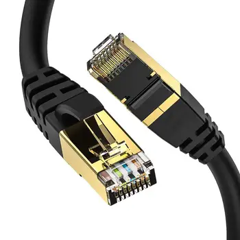 Кабель Cat8 Ethernet для наружного и внутреннего использования SSTP 40 Гбит /с Super 26AWG 2000 МГц с позолоченным разъемом RJ45 для компьютерных игр /модема Черный 10 м