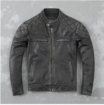 Бесплатная доставка.Брендовая стильная кожаная куртка Rider, мужское пальто из натуральной кожи.большие размеры, тонкая одежда из воловьей кожи, Casaco para motociclos